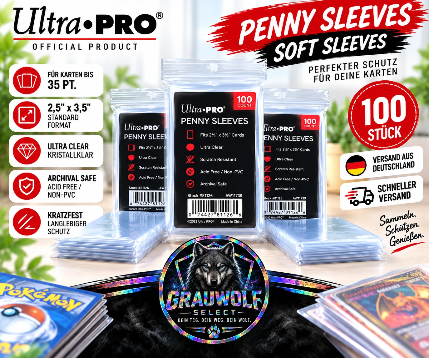 Kartenhüllen Ultra PRO Card Penny Sleeves Soft Standard TCG Pokemon-MTG