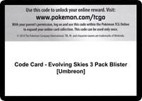 Code Card - Evolving Skies 3 Pack Blister [Umbreon]