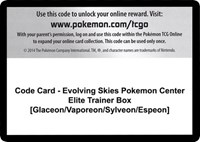 Code Card - Evolving Skies Pokemon Center Elite Trainer Box [Glaceon/Vaporeon/Sylveon/Espeon]