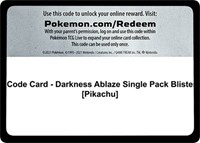 Code Card - Darkness Ablaze Single Pack Blister [Pikachu]
