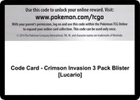 Code Card - Crimson Invasion 3 Pack Blister [Lucario]
