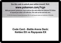 Code Card - Battle Arena Deck: Keldeo EX vs Rayquaza EX