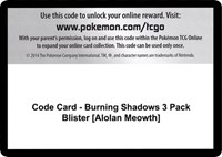 Code Card - Burning Shadows 3 Pack Blister [Alolan Meowth]