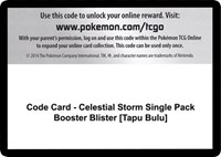 Code Card - Celestial Storm Single Pack Booster Blister [Tapu Bulu]