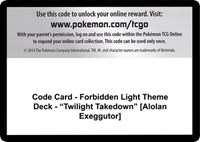 Code Card - Forbidden Light Theme Deck - "Twilight Takedown" [Alolan Exeggutor]