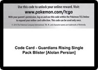 Code Card - Guardians Rising Single Pack Blister [Alolan Persian]