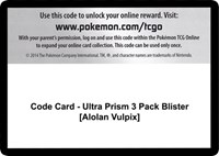 Code Card - Ultra Prism 3 Pack Blister [Alolan Vulpix]