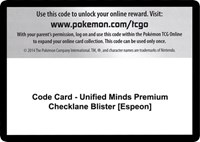 Code Card - Unified Minds Premium Checklane Blister [Espeon]