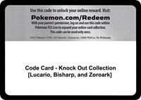 Code Card - Knock Out Collection [Lucario, Bisharp, and Zoroark]