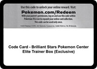 Code Card - Brilliant Stars Pokemon Center Elite Trainer Box (Exclusive)