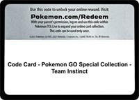 Code Card - Pokemon GO Special Collection - Team Instinct