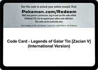 Code Card - Legends of Galar Tin [Zacian V] (International Version)