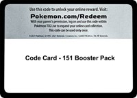 Code Card - 151 Booster Pack