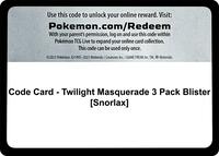 Code Card - Twilight Masquerade 3 Pack Blister [Snorlax]