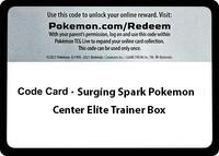 Code Card - Surging Sparks Pokemon Center Elite Trainer Box